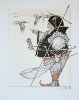0371-Michael Parkes, The Pumming Bird Collector, signierte Farblithographie