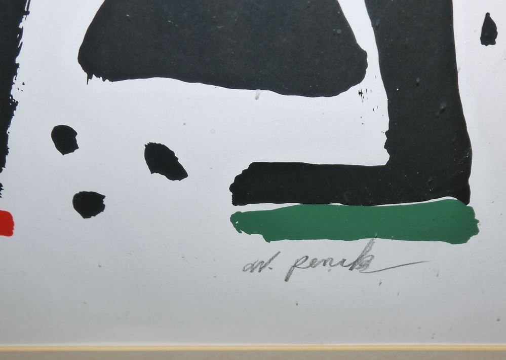 0378-A.R.Penck, "Schreitender mit Weltrad", großer, sign. Farbsiebdruck, in Galerierahmung (120 x 95cm) – Bild 2