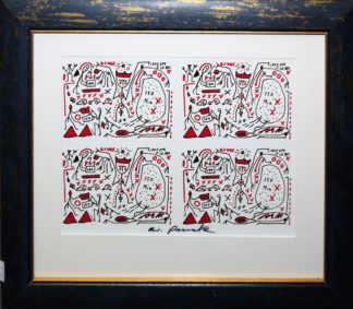 0380-A.R. Penck, "Tausend DM - Zehn DM", signiertes Farboffset von 1989, gerahmt