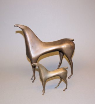 0381-Reinhold Petermann, Zwei Pferde, Bronzeplastiken von 1993