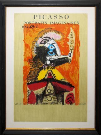 0387-Pablo Picasso, nach, Portraits Imaginaires, Mann mit Schwert, Farblithographie, gerahmt