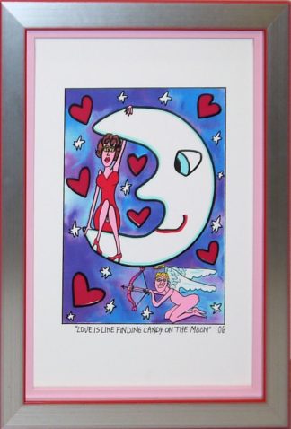 0419-James Rizzi, "Love Is Like Finding Candy On The Moon", Farblithographie von 2006, galeriegerahmt