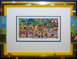 0423-James Rizzi, "Sundays In The Sun", signierte 3D-Farbserigraphie von 1995 sowie Katalog James Rizzi v. John Szoke 1994