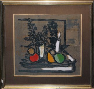 0424-Karl Rödel, Stillleben, große signierte Farblithographie um 1960, edel gerahmt