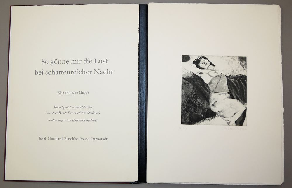 0444-Eberhard Schlotter, "So gönne mir die Lust bei schattenreicher Nacht", Mappe mit 12 erotischen Radierungen – Bild 2