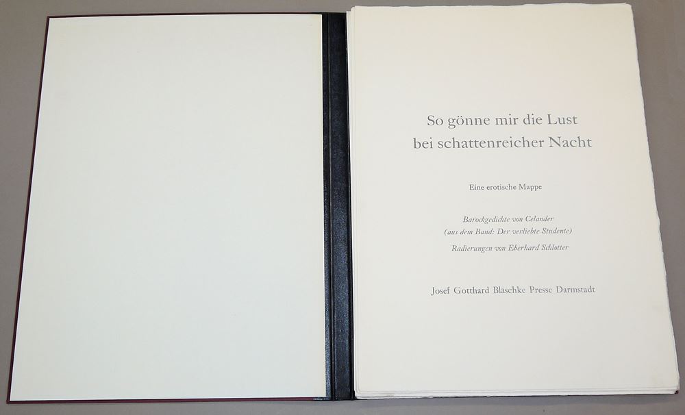 0444-Eberhard Schlotter, "So gönne mir die Lust bei schattenreicher Nacht", Mappe mit 12 erotischen Radierungen – Bild 4