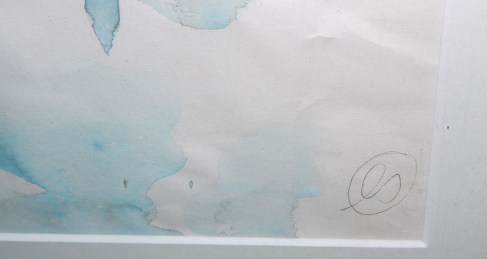 0445-Eberhard Schlotter, Im Gespräch, signiertes Aquarell, gerahmt – Bild 3