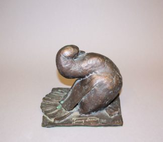 0448-Gotthelf Schlotter, Sitzende Ente, Bronzeplastik von 1978