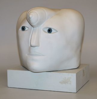 0450-Joachim Schmettau, Kopf mit Glasaugen, Porzellanplastik von 1986, Goebel Galerie, Rödental von 1986