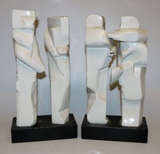 0453-Michael Schoenholtz, Vier Figuren, Porzellanplastiken, Goebel Galerie, Rödental von 1982