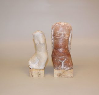 0457-Fritz Schwarzbeck, 2 weibliche Torsi, Skulpturen aus Alabaster
