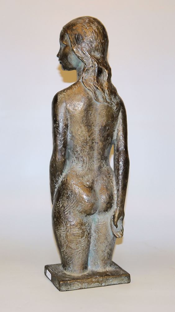 0460-Karl Seckinger, Akt einer jungen Frau, Bronzeplastik, Unikat, H 45cm – Bild 2