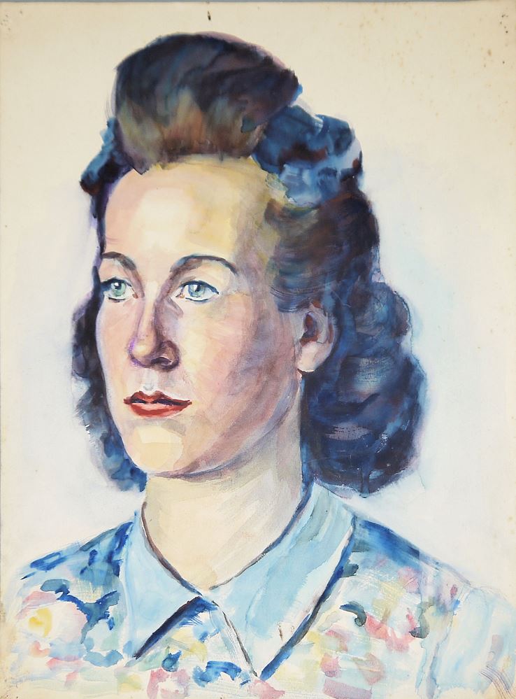 0476-Gertrud Steiner-Schaefer, zehn Kinder- u. Frauenportraits, 4 x Aquarell u. 6 x Zeichnung, 5 x gerahmt – Bild 2