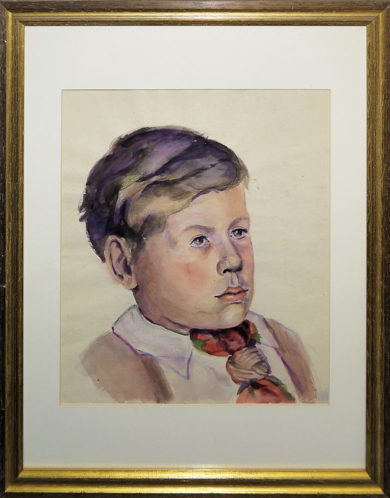 0476-Gertrud Steiner-Schaefer, zehn Kinder- u. Frauenportraits, 4 x Aquarell u. 6 x Zeichnung, 5 x gerahmt – Bild 11