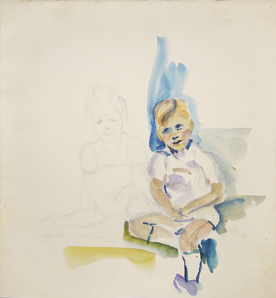 0476-Gertrud Steiner-Schaefer, zehn Kinder- u. Frauenportraits, 4 x Aquarell u. 6 x Zeichnung, 5 x gerahmt – Bild 3