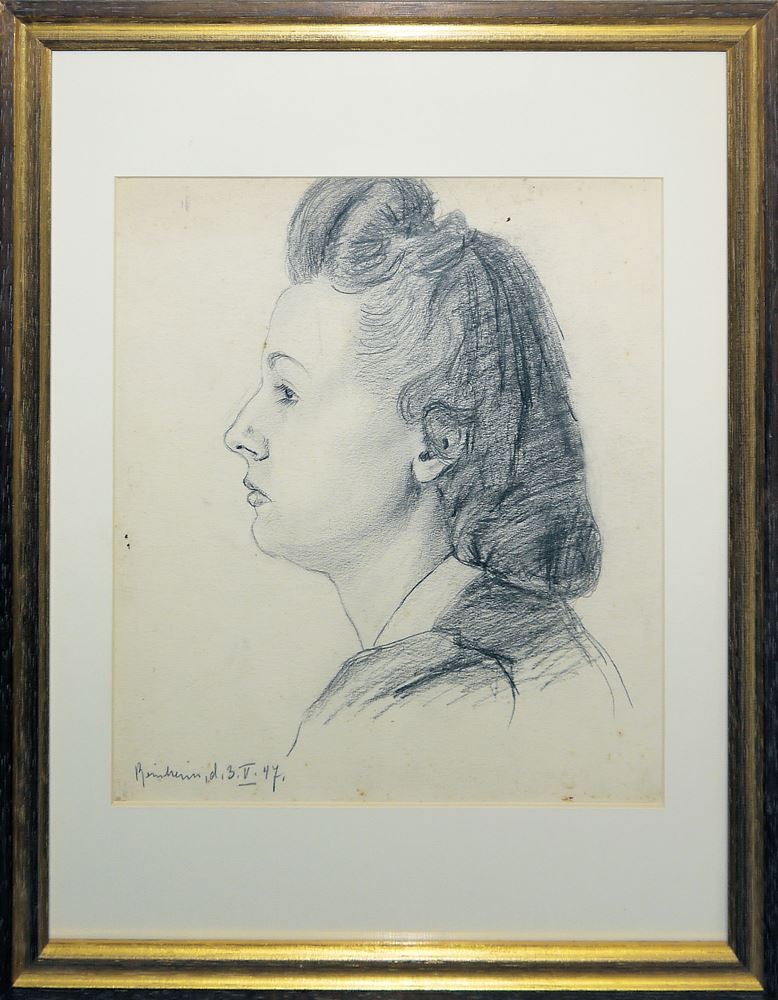 0476-Gertrud Steiner-Schaefer, zehn Kinder- u. Frauenportraits, 4 x Aquarell u. 6 x Zeichnung, 5 x gerahmt – Bild 10