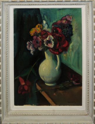 0478-Karl Stohner, Expressives Blumenstillleben, Ölgemälde von 1917, gerahmt