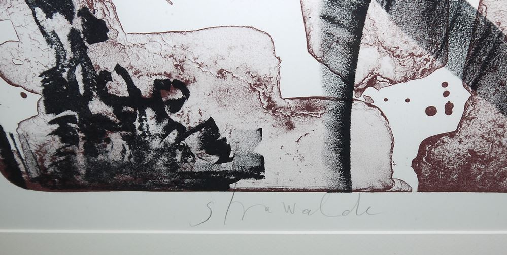 0480-Strawalde, Ohne Titel, signierte Farblithographie von 1995, gerahmt – Bild 2