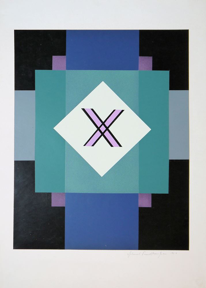 0482-Helmut Sundhaußen, 2 x konkrete Kunst, 2 große sign. Farbsiebdrucke von 1967, dazu Peter Sorge, "Does sex cause cancer", sign. Farblithographie von 1969 – Bild 3