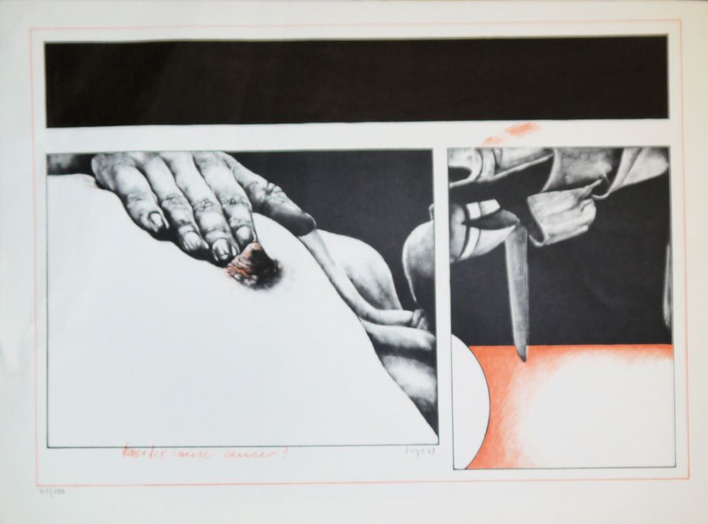 0482-Helmut Sundhaußen, 2 x konkrete Kunst, 2 große sign. Farbsiebdrucke von 1967, dazu Peter Sorge, "Does sex cause cancer", sign. Farblithographie von 1969 – Bild 4