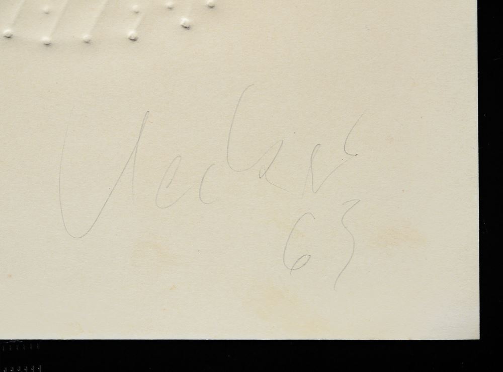 0493-Günther Uecker, Feiner sign. Stecknadel- Prägedruck von 1963 – Bild 2