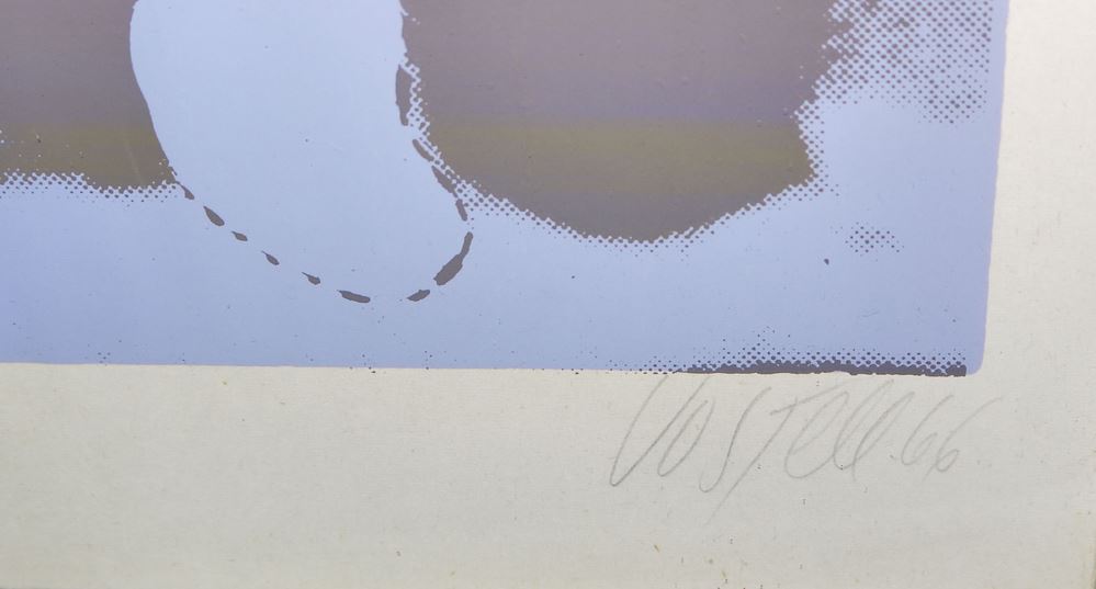 0498-Wolf Vostell, "Fernsehverwischung", signierte Farbserigraphie von 1966, gerahmt – Bild 2