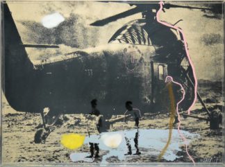 0499-Wolf Vostell, Drei Haare und Schatten, signierte Mischtechnik von 1968, gerahmt