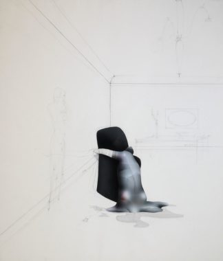 0515-Paul Wunderlich, Hingegossen II, große signierte Mischtechnik von 1968