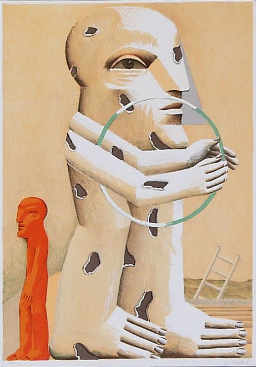 0517-Paul Wunderlich und Horst Antes, Figürliche Kompositionen, 3 signierte Farblithographien – Bild 2