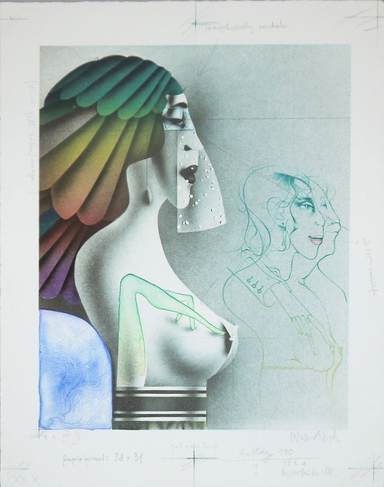 0525-Paul Wunderlich, Frauenporträts, 7 signierte Farblithographien, Probedrucke – Bild 5