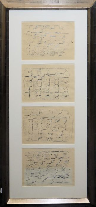 0527-Herbert Zangs, Strukturen, 4 frühe Bleistiftzeichnungen von 1958, gerahmt