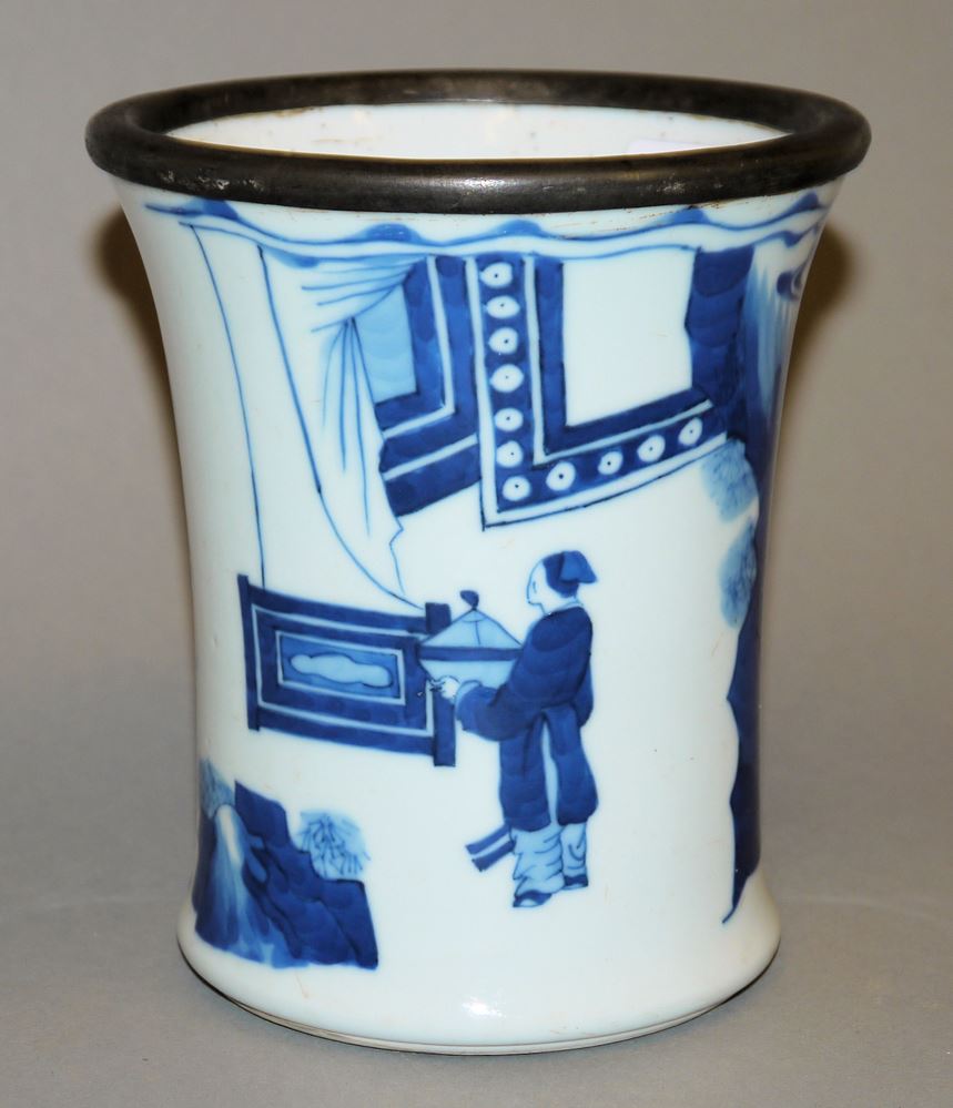 0548-Blauweiß-Pinselbecher der Qing-Zeit, China 18./19. Jh. – Bild 3
