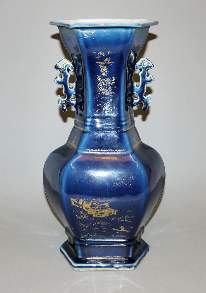 0571-Monochrome Porzellanvase in Kobaltblau, Qianlong-Zeit, China 18. Jh. – Bild 2