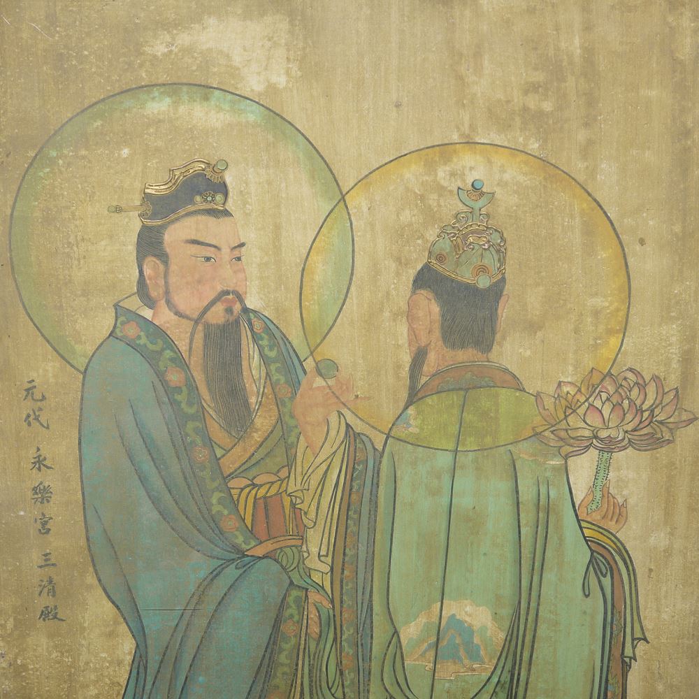 0591-Zwei daoistische Gottheiten, Tuschemalerei, inspiriert von den Wandgemälden des Yongle-Palastes der chinesischen Yuan-Zeit – Bild 2
