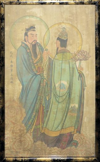 0591-Zwei daoistische Gottheiten, Tuschemalerei, inspiriert von den Wandgemälden des Yongle-Palastes der chinesischen Yuan-Zeit