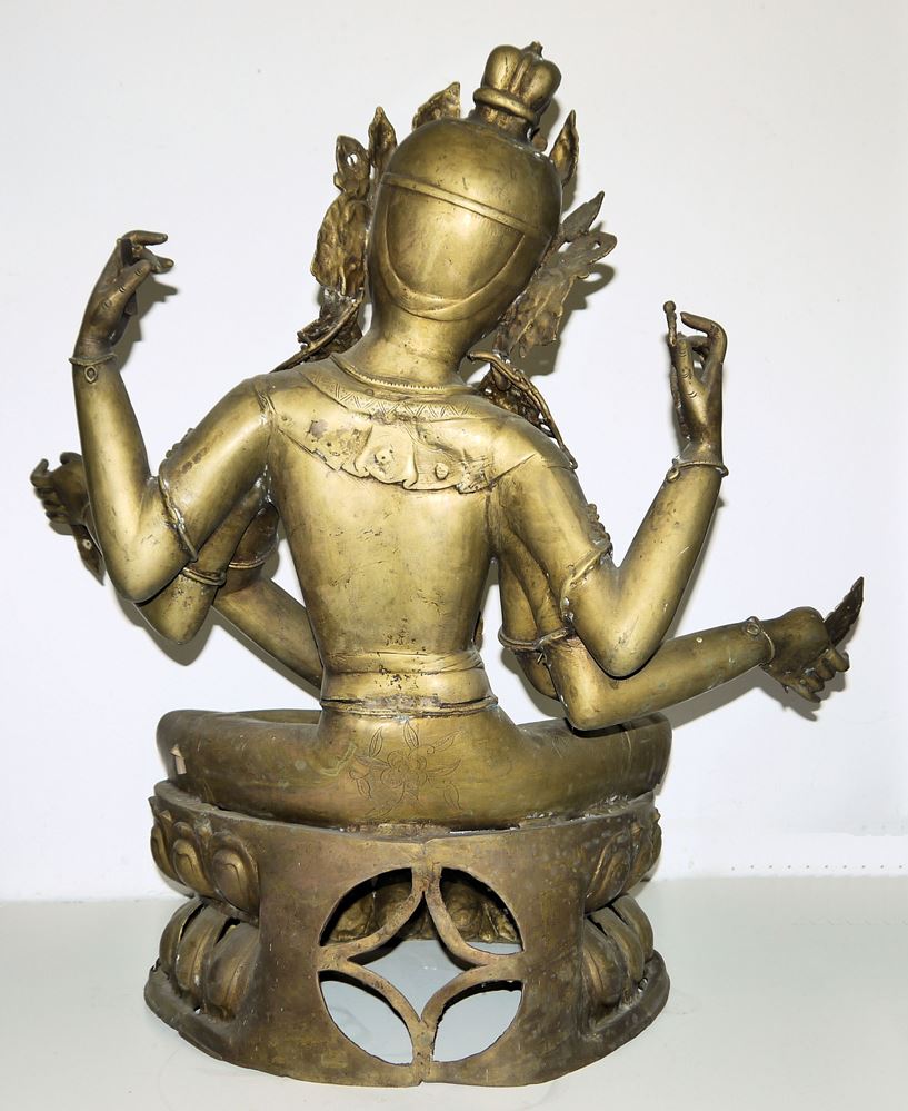 0622-Große Bronzeplastik der Göttin Vasudhara, Nepal 20. Jh. – Bild 3