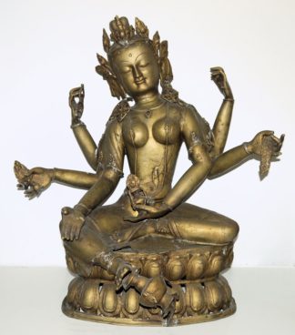 0622-Große Bronzeplastik der Göttin Vasudhara, Nepal 20. Jh.
