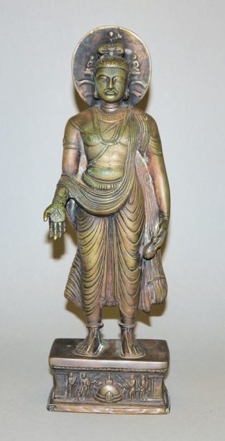 0631-Bronzeplastik eines Bodhisattva im Gandhara-Stil, Indien 20. Jh.