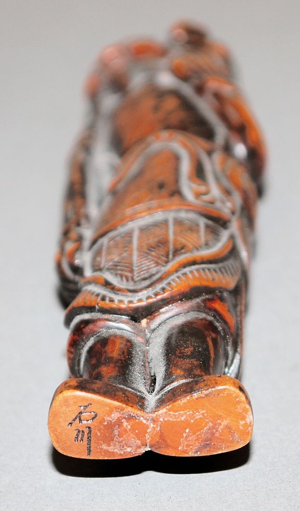 0657-Japanische Holz-Netsuke eines Sennin mit Ratte – Bild 3