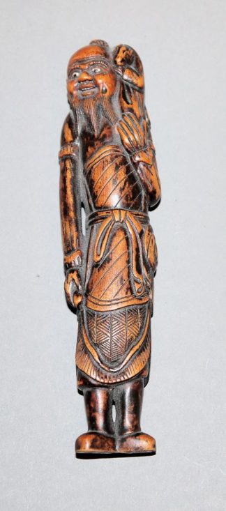 0657-Japanische Holz-Netsuke eines Sennin mit Ratte