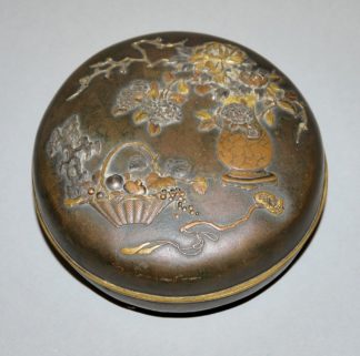 0665-Buntmetall-Dose von Inoue in Kyoto, Meiji-Zeit, Japan um 1900