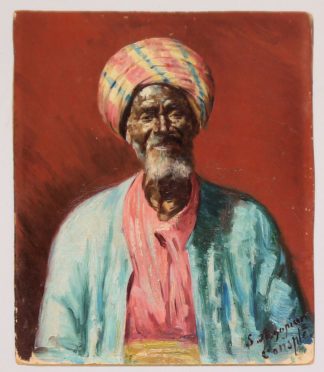 0675-Simon Agopian, Osmane mit Turban, Ölgemälde, Konstantinopel um 1890