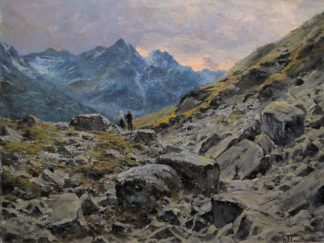 0690-Georg Hermann Engelhardt, Alpenlandschaft bei Dämmerung, Ölgemälde, gerahmt