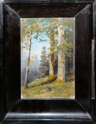 0691-Carl Ludwig Fahrbach, Waldlandschaft, kleines Ölgemälde, gerahmt