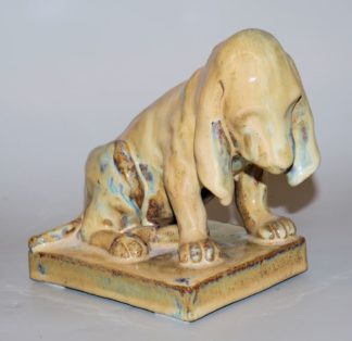 0701-Ludwig Habich, "Bloodhound Puppy" in Steinzeug, Ausführung Alphonse Cytère, Rambervillers um 1900/10