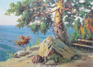 0702-Hjalmar Hansson (Jalmaras Hansonas), 3 Küstenlandschaften, 3 Ölgemälde um 1910 in Originalrahmen
