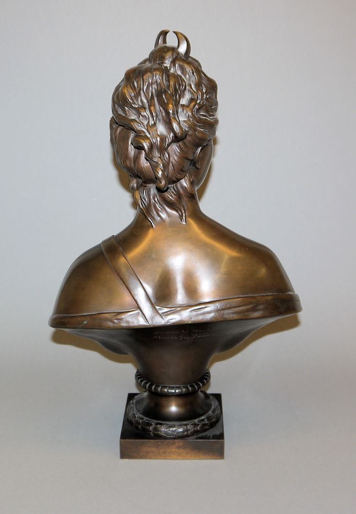 0707-Jean Antoine Houdon, Bronzebüste Göttin Diana als Jägerin, um 1850 – Bild 2