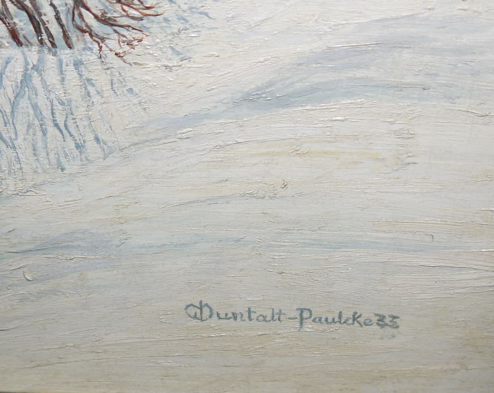 0725-Wilhelm Paulcke (J. Muntal - Paulcke), "Verschneites Tal" (im Schwarzwald), Ölgemälde, Carlsruhe 1933, im Originalrahmen – Bild 2