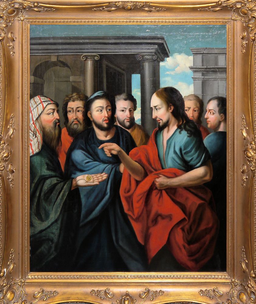 0726-Sante Peranda zugeschr., Der Zinsgroschen, Ölgemälde, Italien um 1620, gerahmt – Bild 2