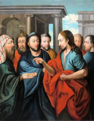 0726-Sante Peranda zugeschr., Der Zinsgroschen, Ölgemälde, Italien um 1620, gerahmt
